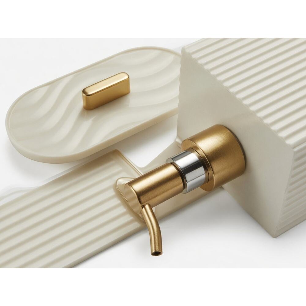 Cream Ribbed Bathroom Set – Soap Dispenser + Stackable Storage - Picture 4 of 5